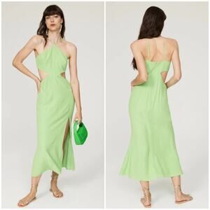 Louna Light Green Halter Neck Cut Out Midi Dress Size S